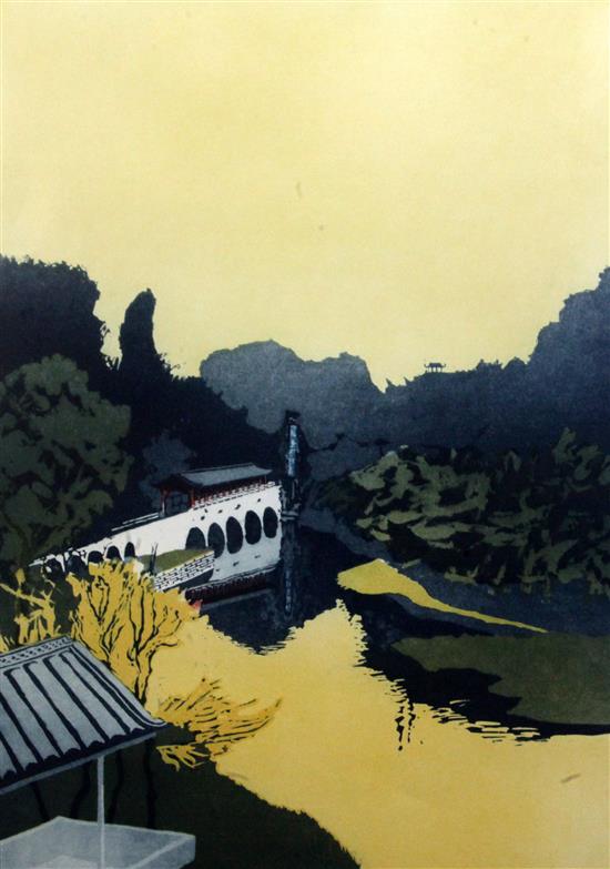 Patrick Procktor (1936-2003) Views of Japan, overall 20 x 25in. & 25 x 20in.